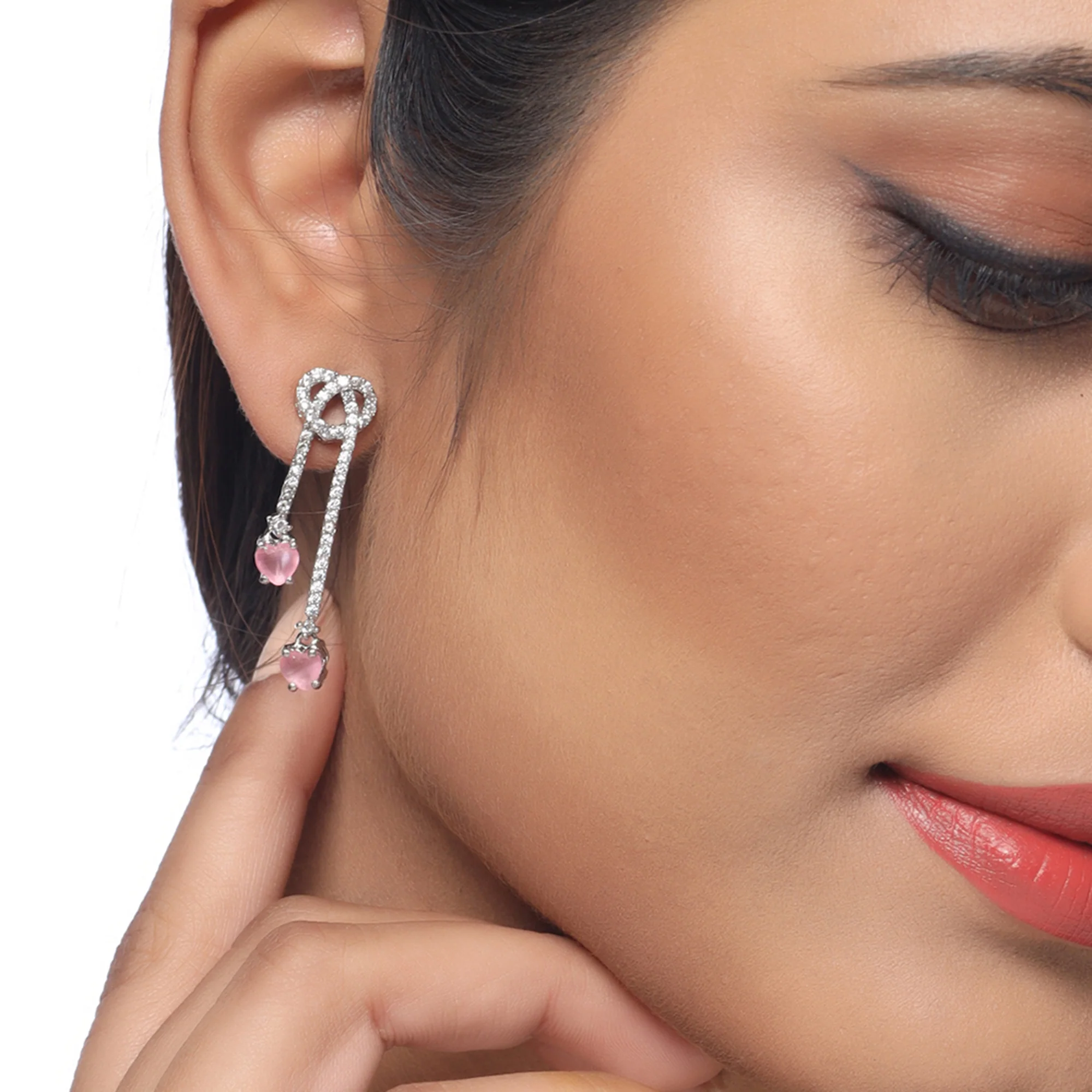 Love Knots Silver Plated Tassels Drop Earrings - Image 2