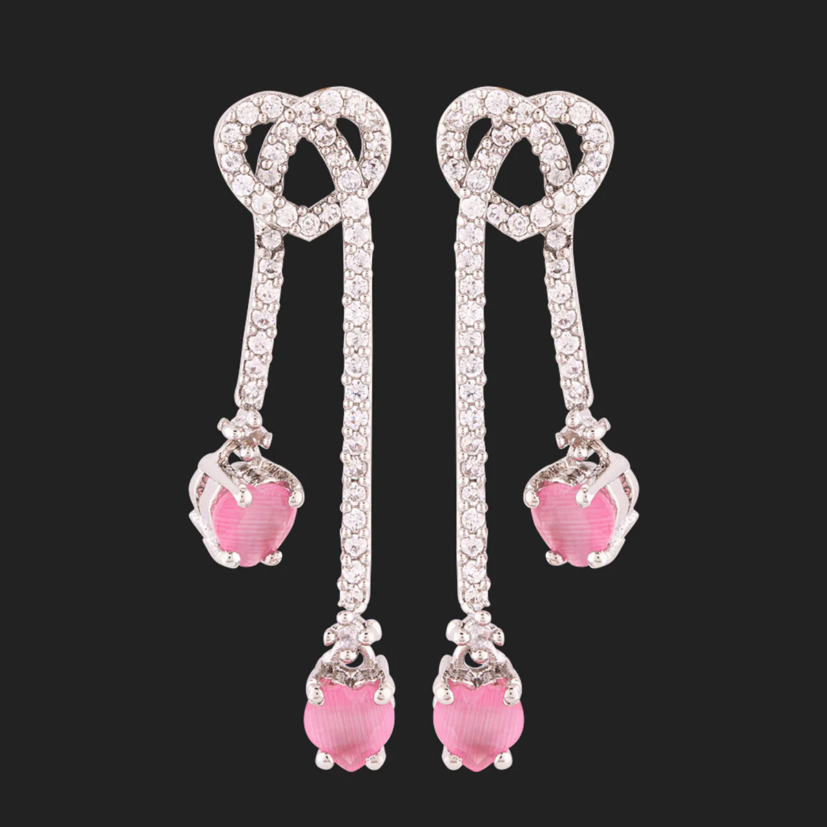 Love Knots Silver Plated Tassels Drop Earrings - Image 3