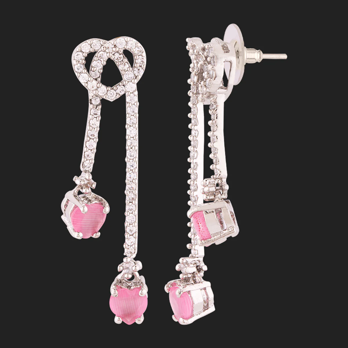 Love Knots Silver Plated Tassels Drop Earrings - Image 4
