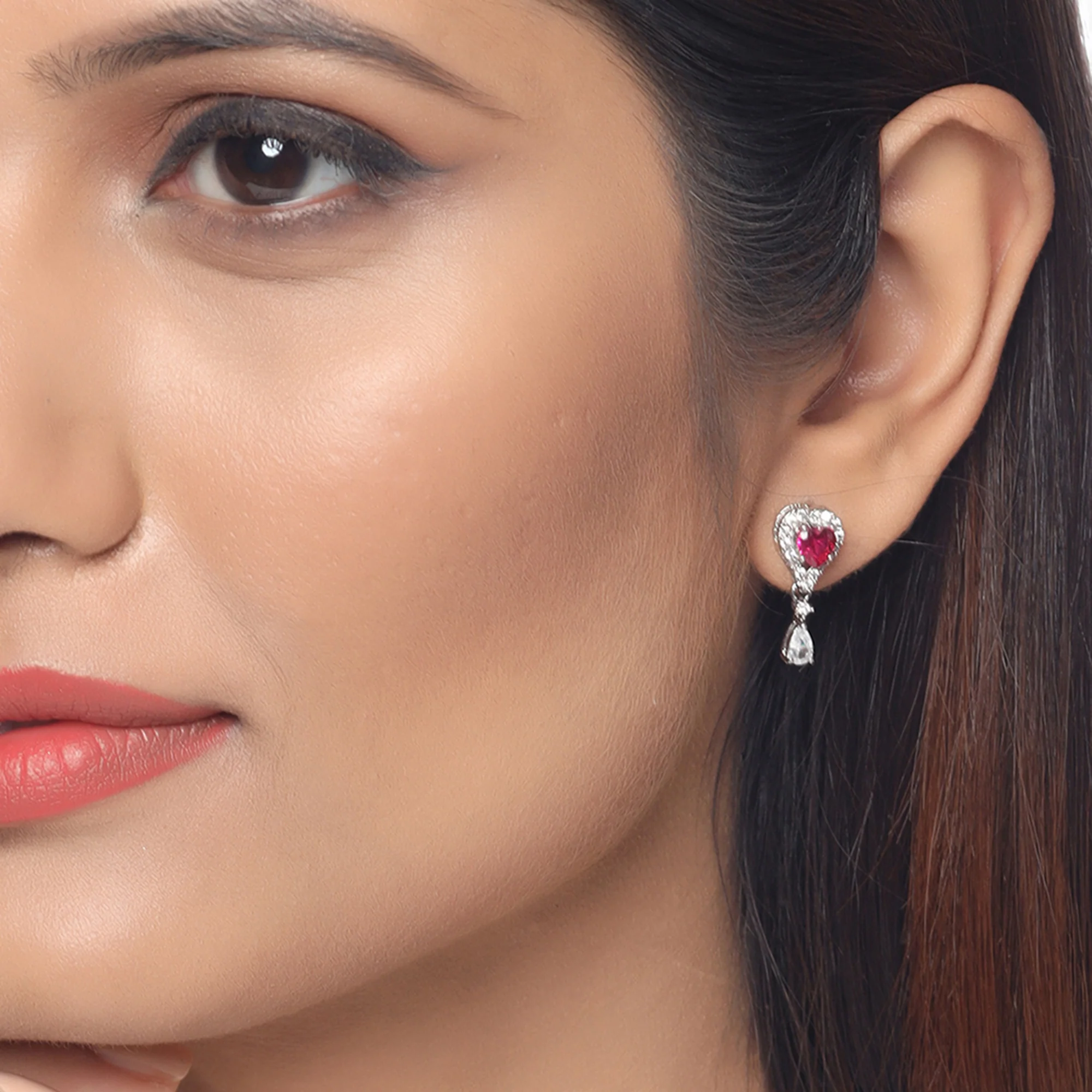 Love Knots Teardrop Cut CZ Gems Earrings - Image 2