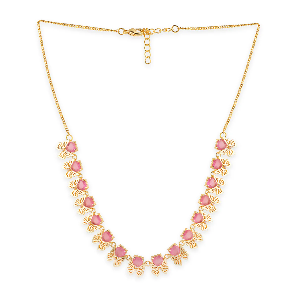 Love Paradise Butterfly Pink Gem Necklace Set - Image 4