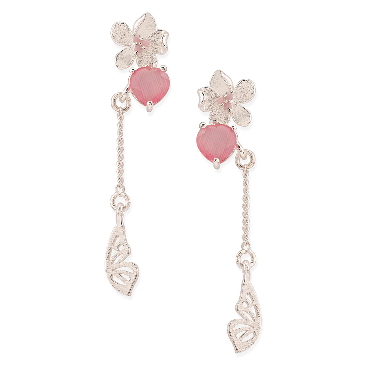 Love Paradise Floral Drop Butterfly Wing Earrings - Image 3