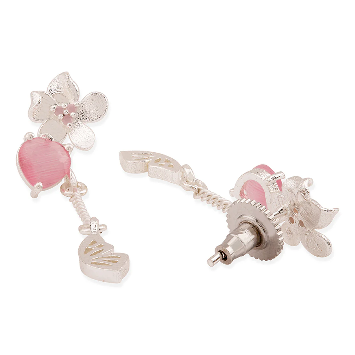 Love Paradise Floral Drop Butterfly Wing Earrings - Image 4