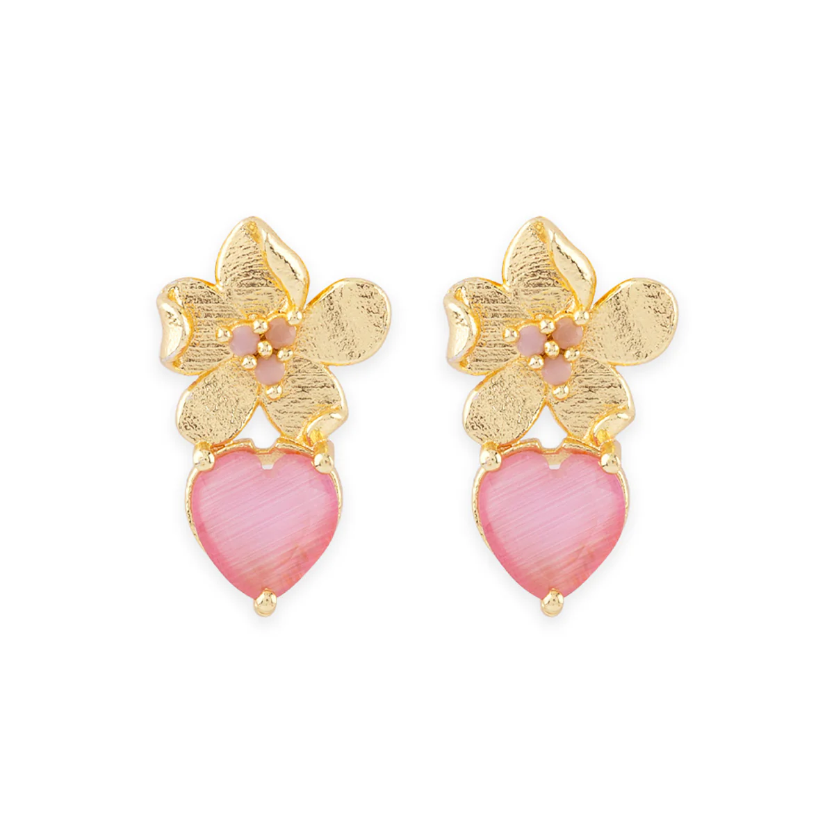 Love Paradise Flower Studs With Pink Gem - Image 3