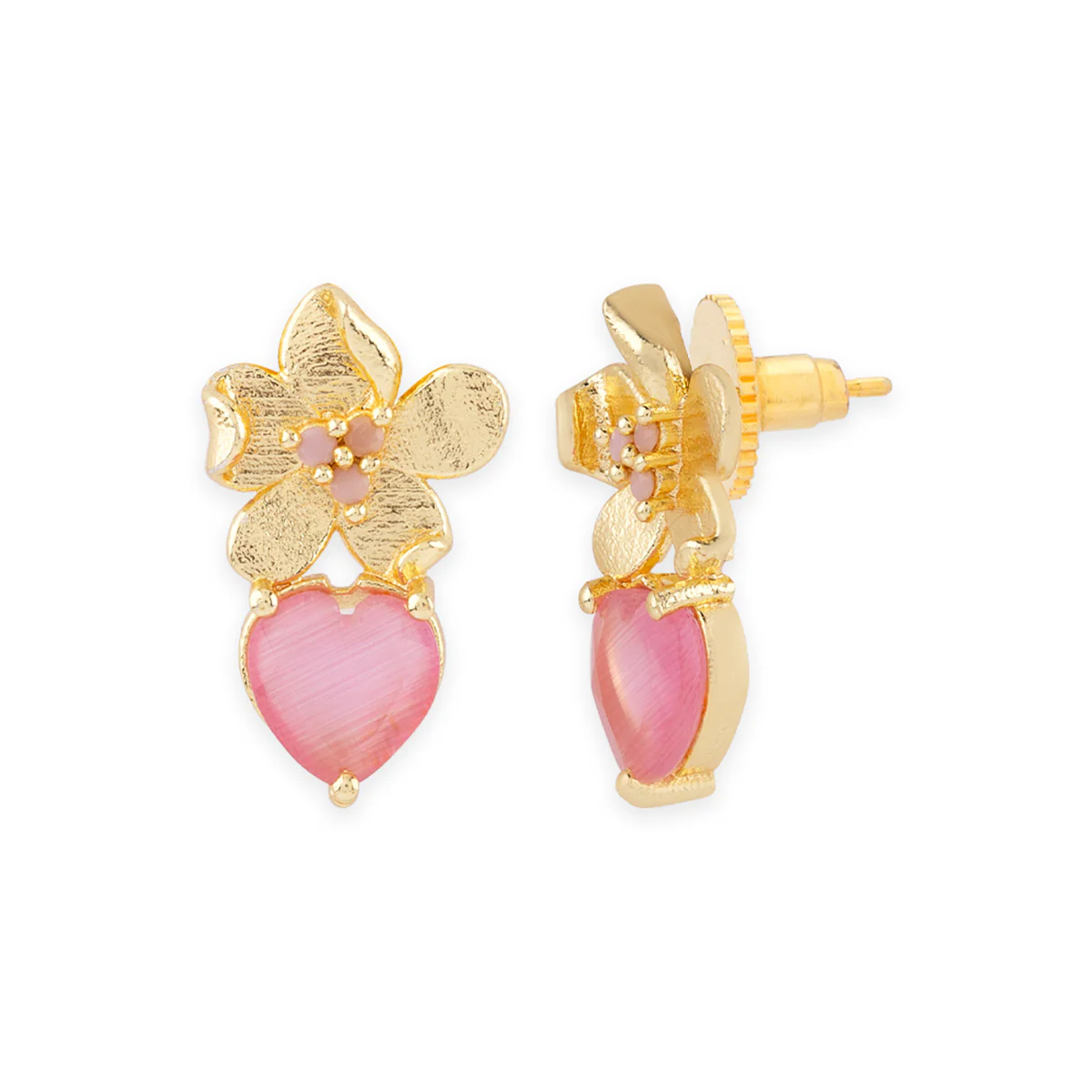 Love Paradise Flower Studs With Pink Gem - Image 4