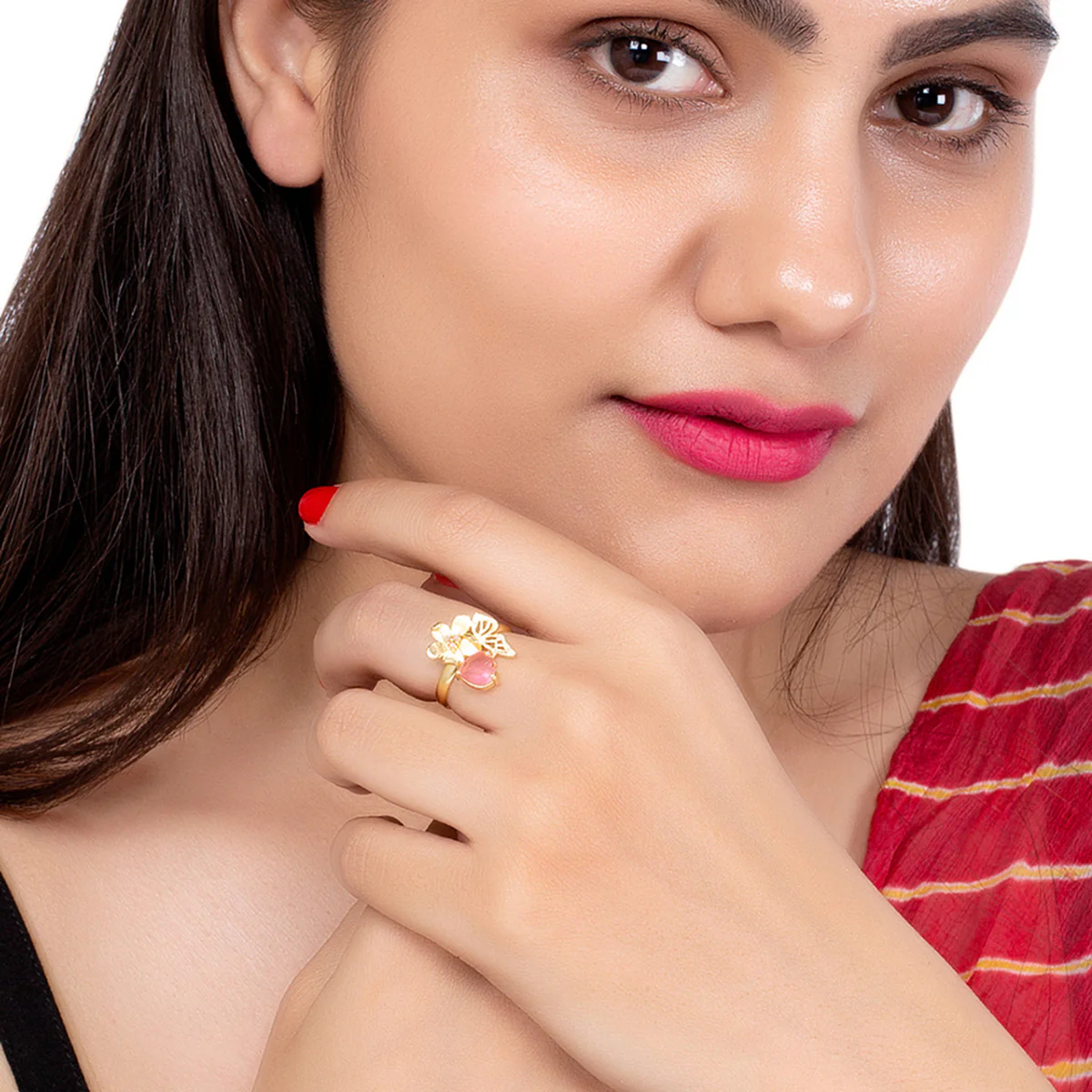 Love Paradise Pink Gem Butterfly Ring - Image 2