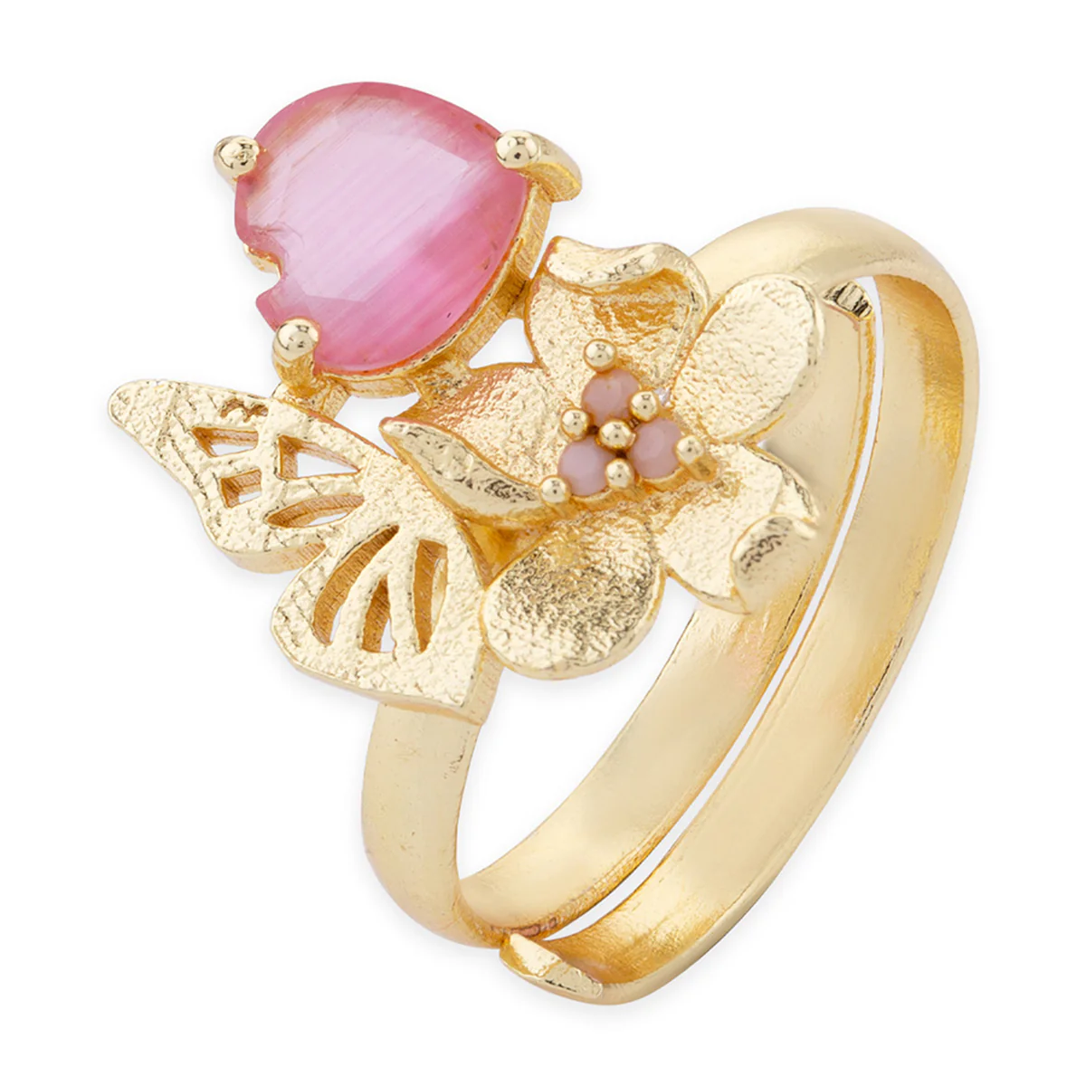 Love Paradise Pink Gem Butterfly Ring - Image 3