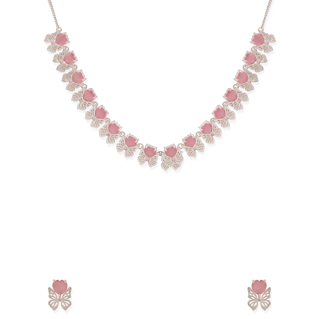 Love Paradise Silver Plated Butterfly Necklace Set - Image 3