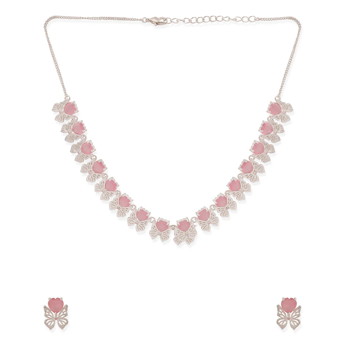 Love Paradise Silver Plated Butterfly Necklace Set - Image 4