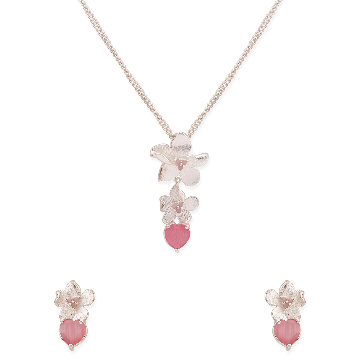 Love Paradise Silver Plated Floral Pendant Set - Image 3