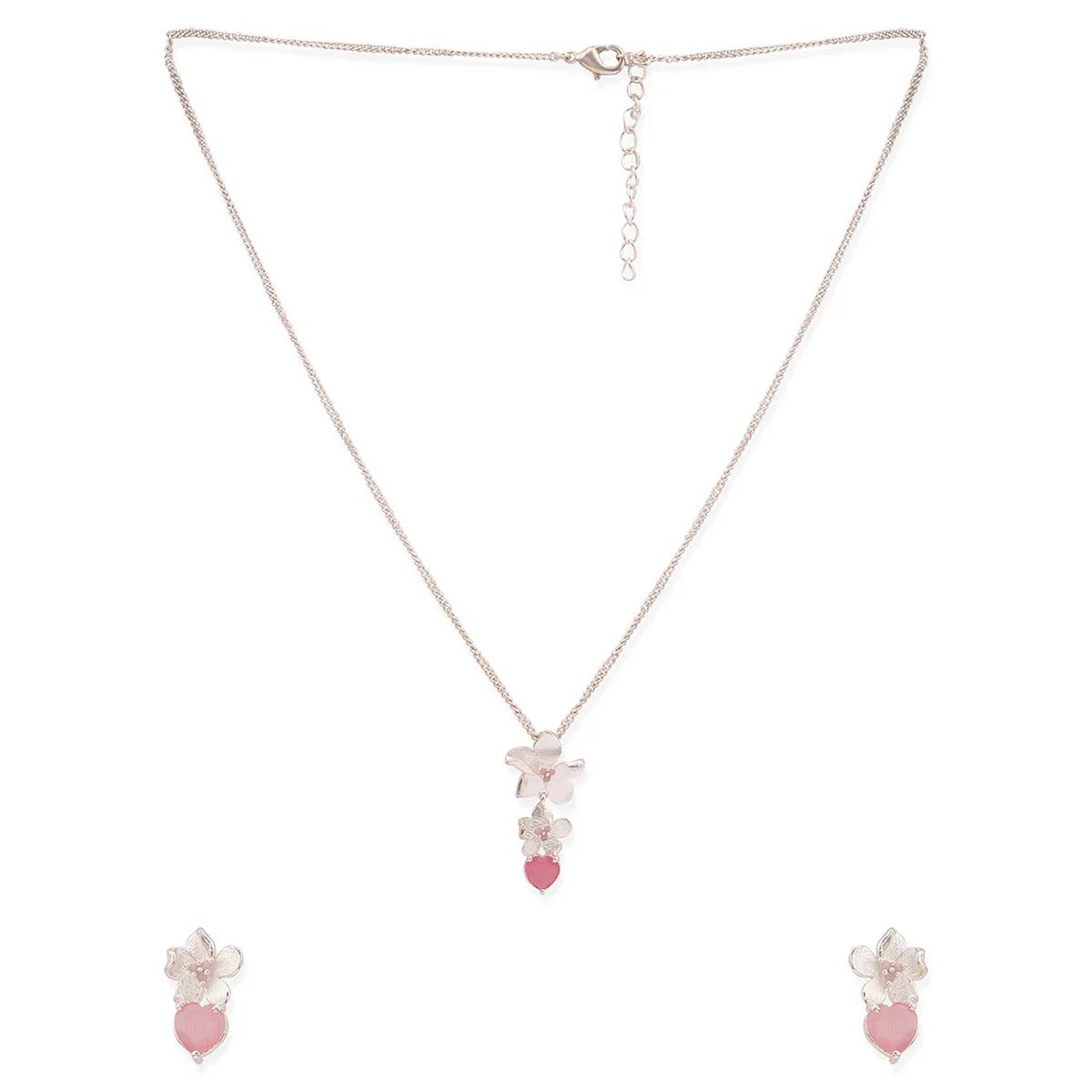 Love Paradise Silver Plated Floral Pendant Set - Image 4