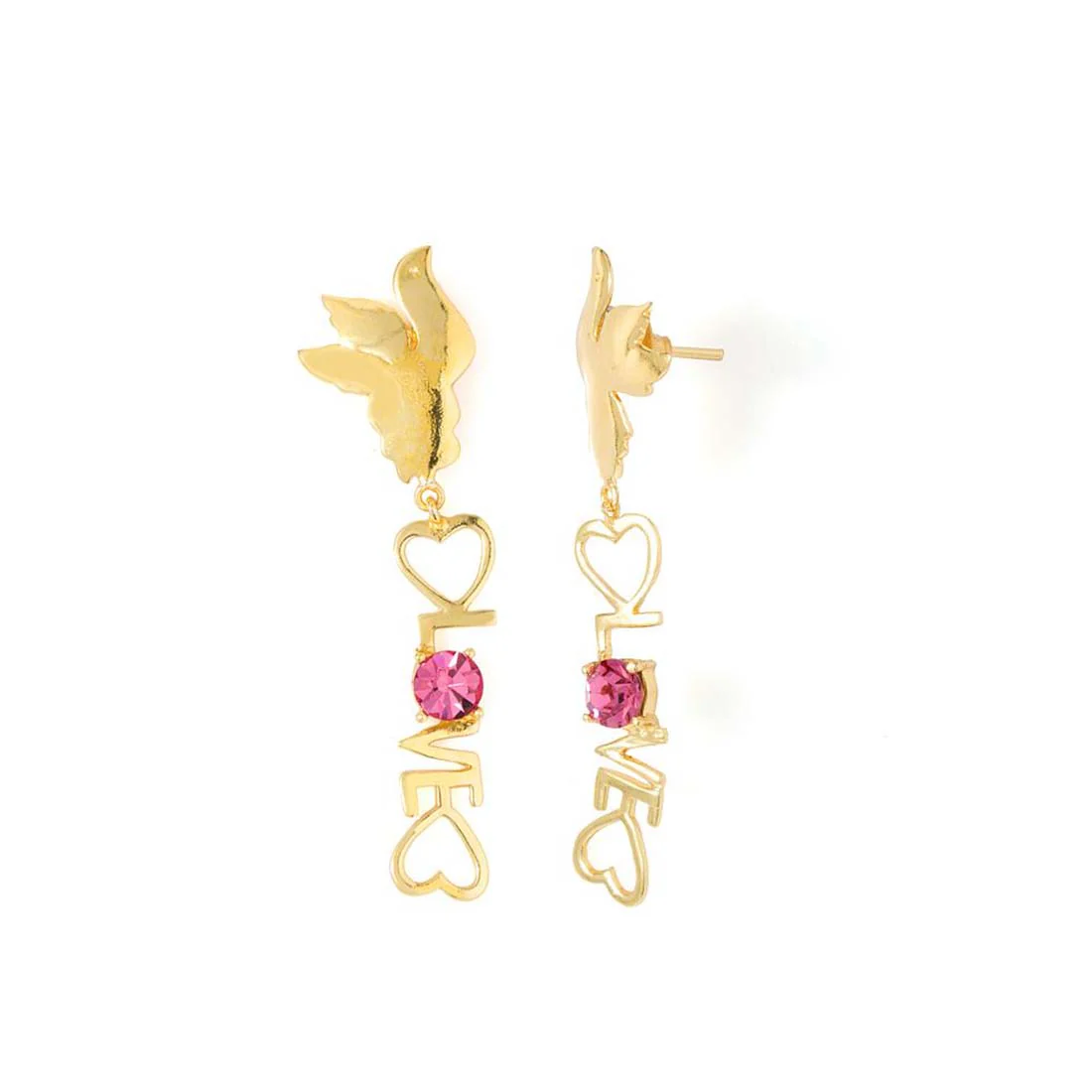 Lovely Gold Tone Pair Of Earrings Made With Swarovski Zirconia - Image 2
