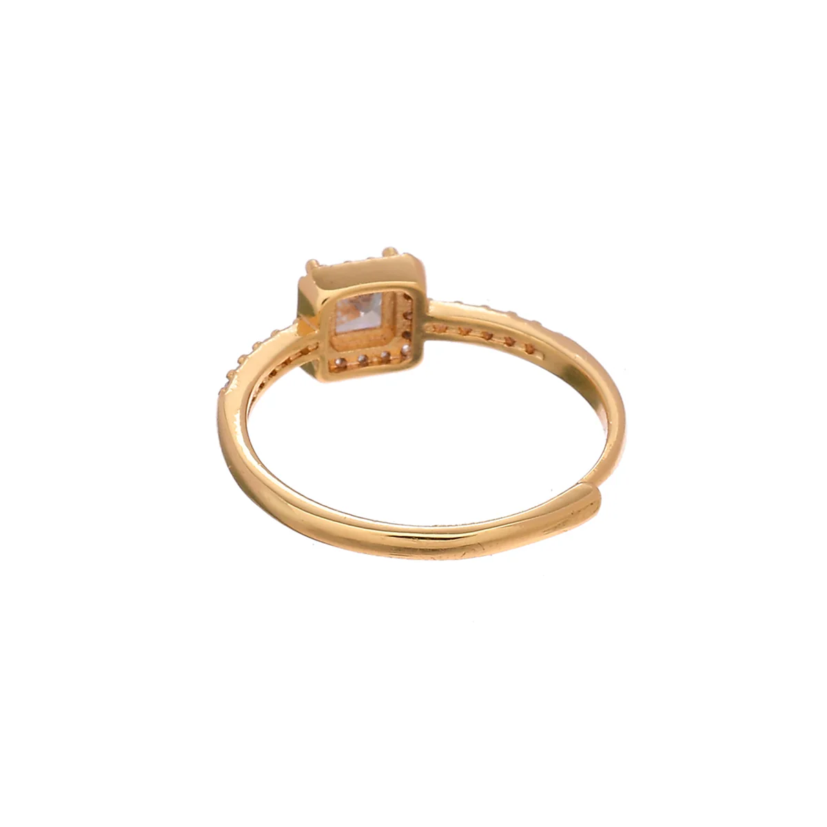 Luxurious Yellow Gold Plated Zircons Embellished Brass Ring - Image 5