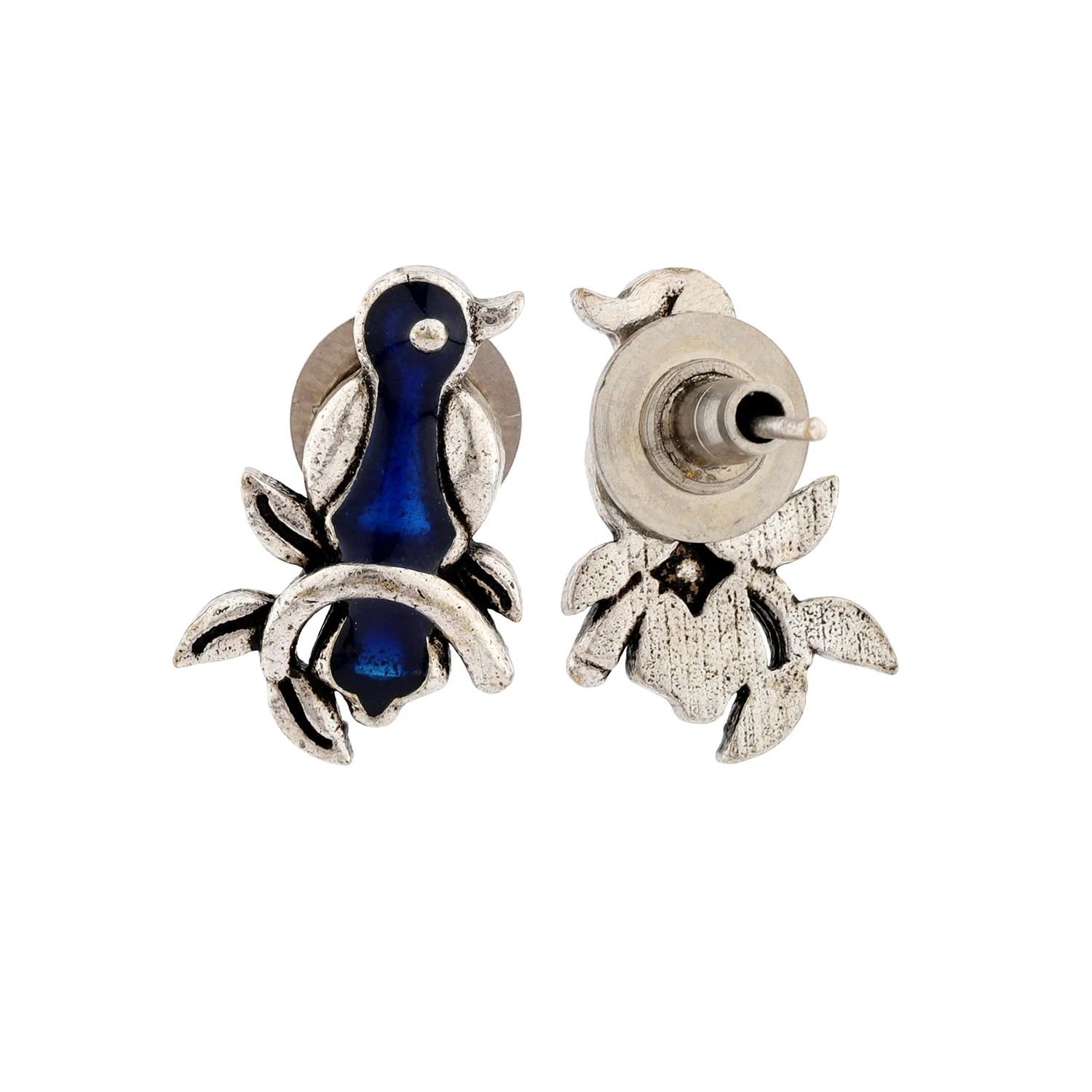 Madhubani Pakhi Oxidised Enamel Earrings - Image 5
