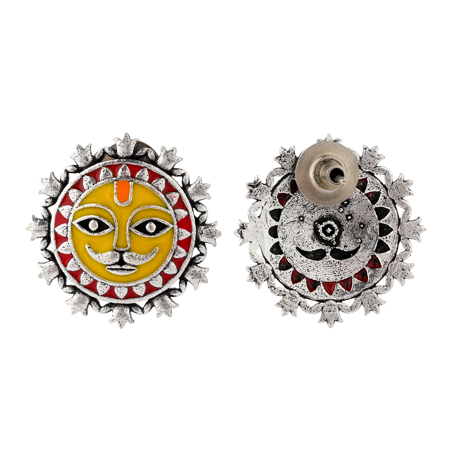Madhubani Surya Sutra Oxidised Enamel Necklace Set - Image 6