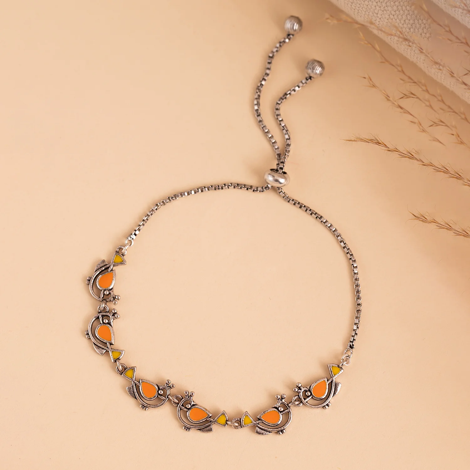 Madhubani Vihang Vibes Oxidised Enamel Bracelet