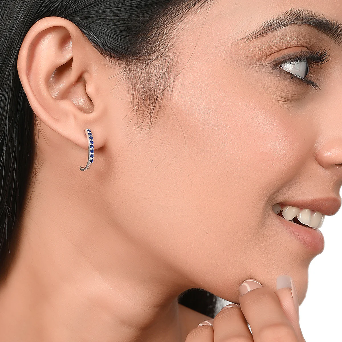Majestic Blue 925 Sterling Silver Hoop Earring - Image 2