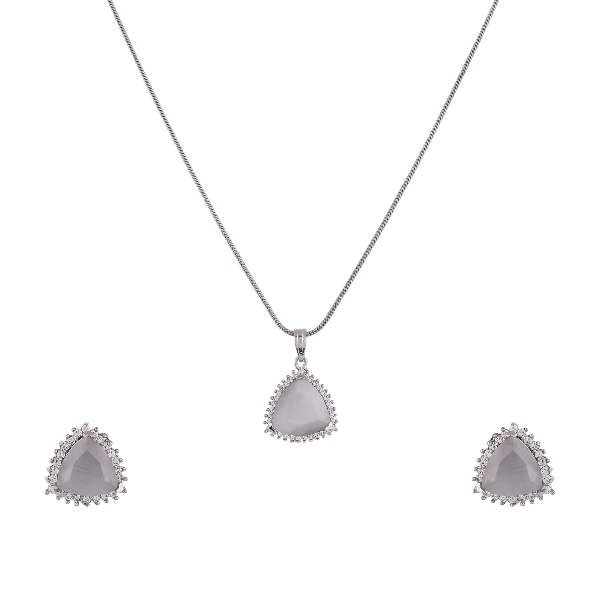 Majestic Silver Toned Pendant Set - Image 4