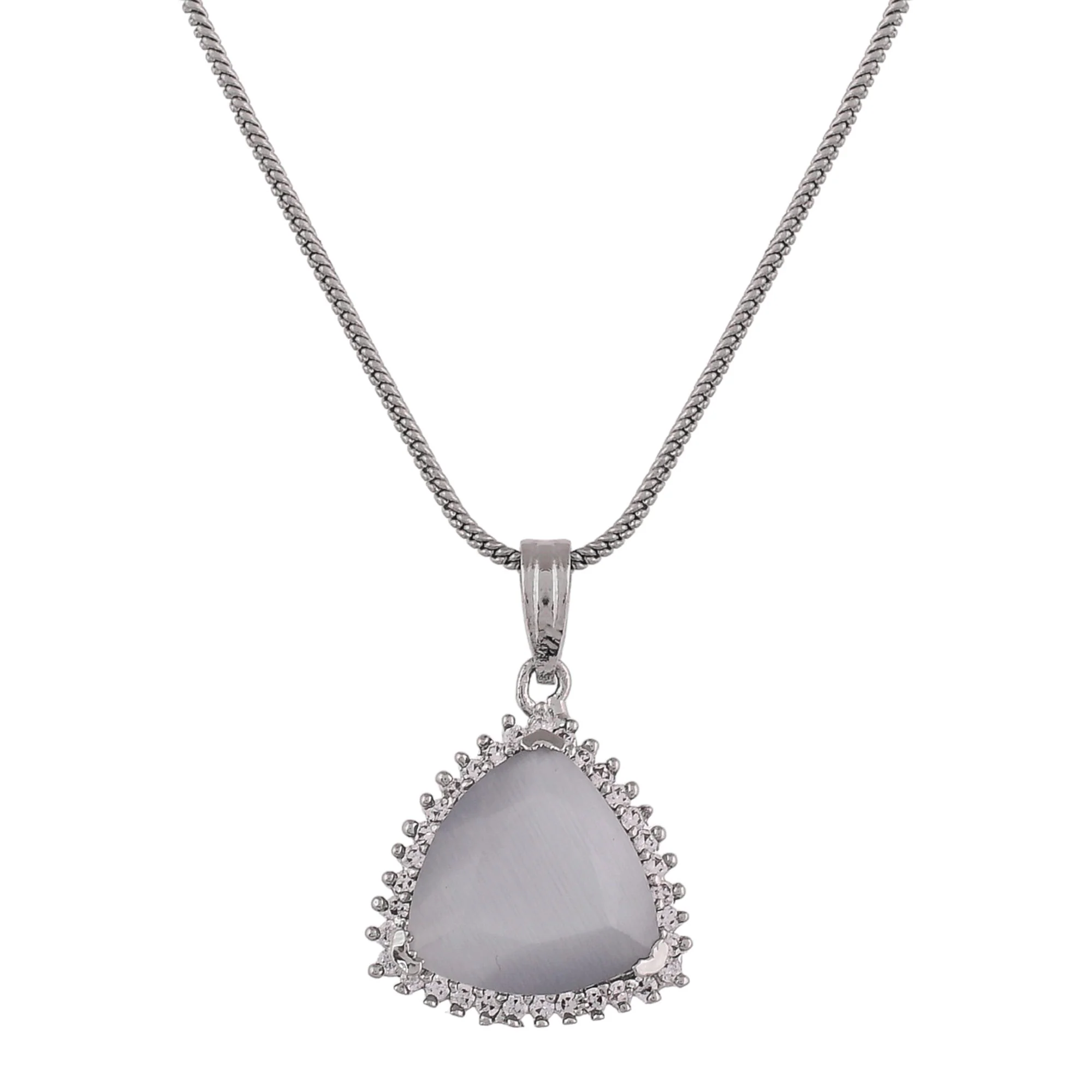 Majestic Silver Toned Pendant Set - Image 6