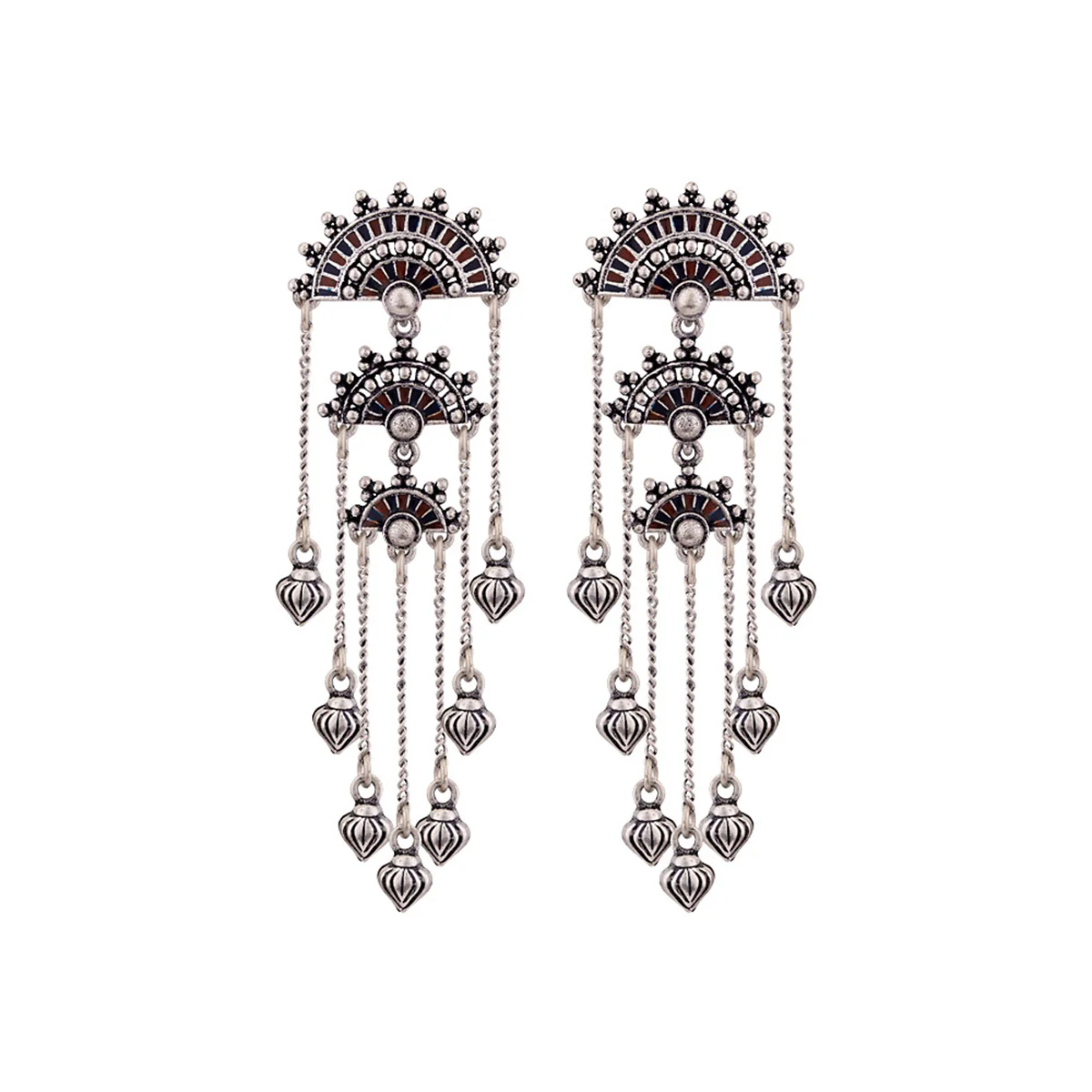 Mandala Brass Tassels Earrings - Image 3