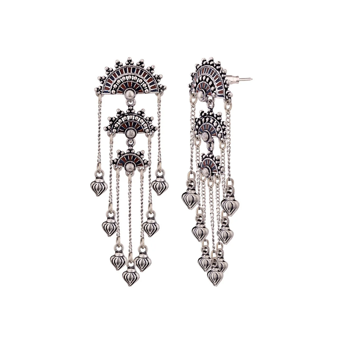 Mandala Brass Tassels Earrings - Image 4