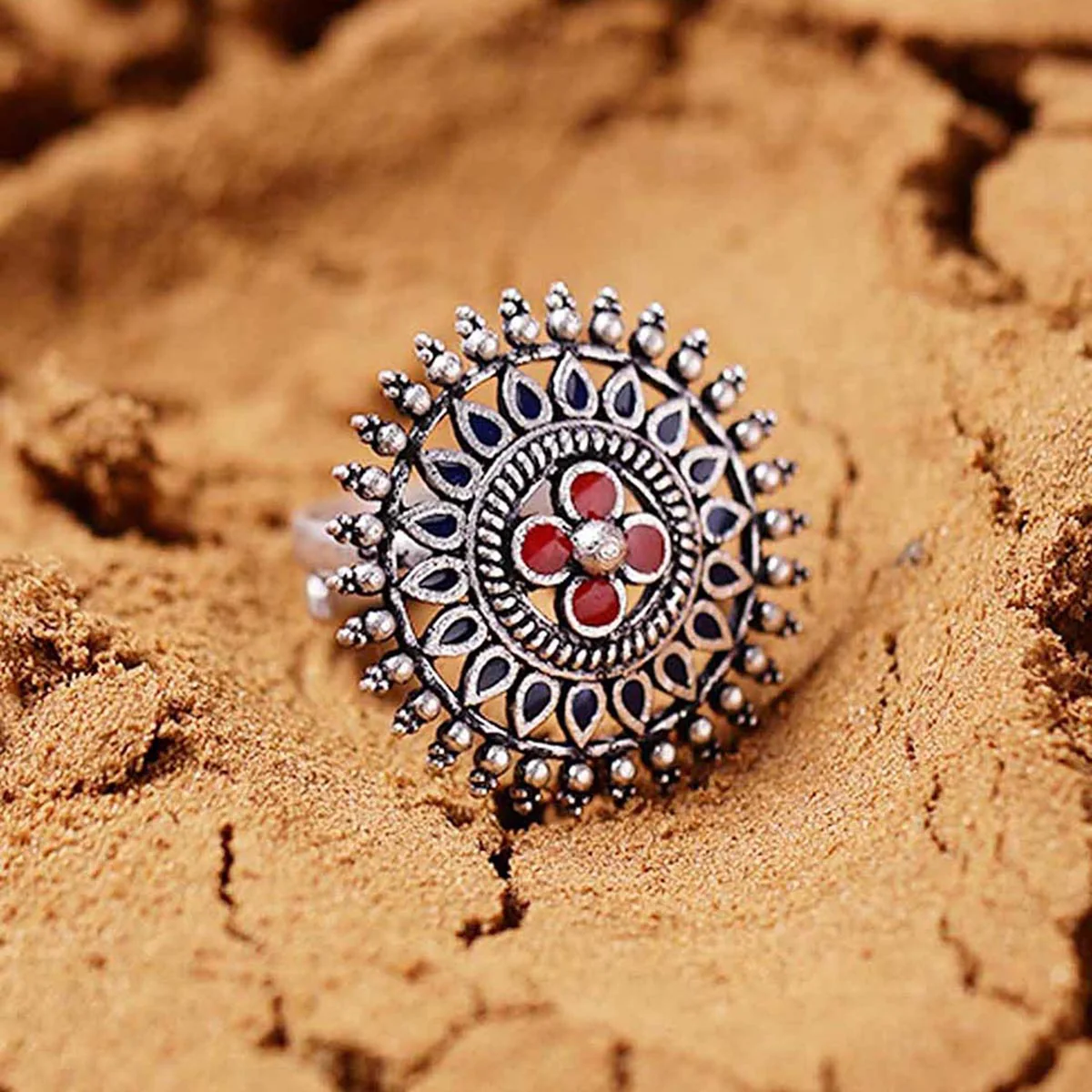 Mandala Floral Finger Ring