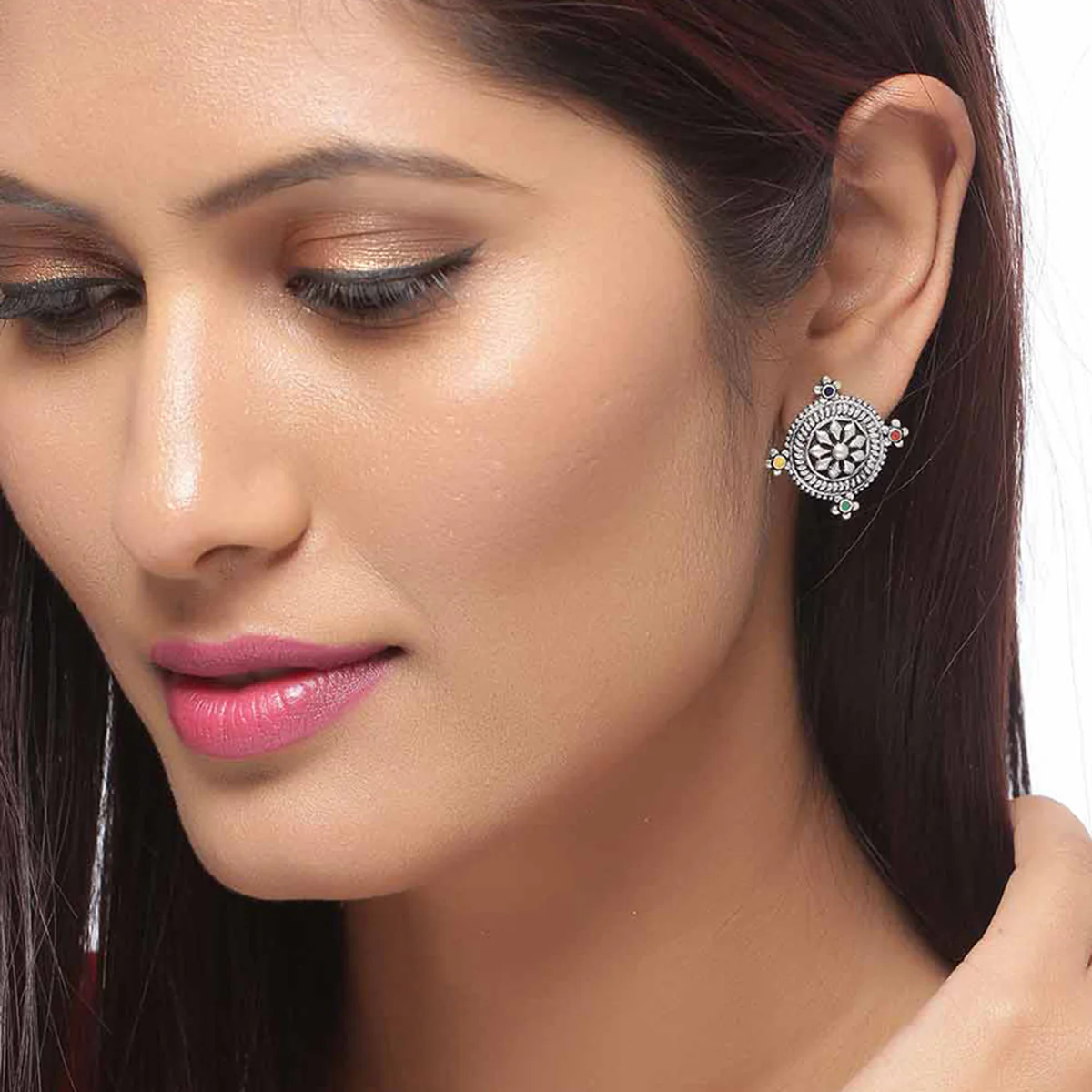 Mandala Floral Stud Style Earrings - Image 2