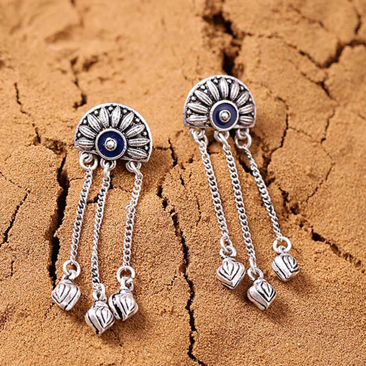 Mandala Half Moon Tassels Earrings