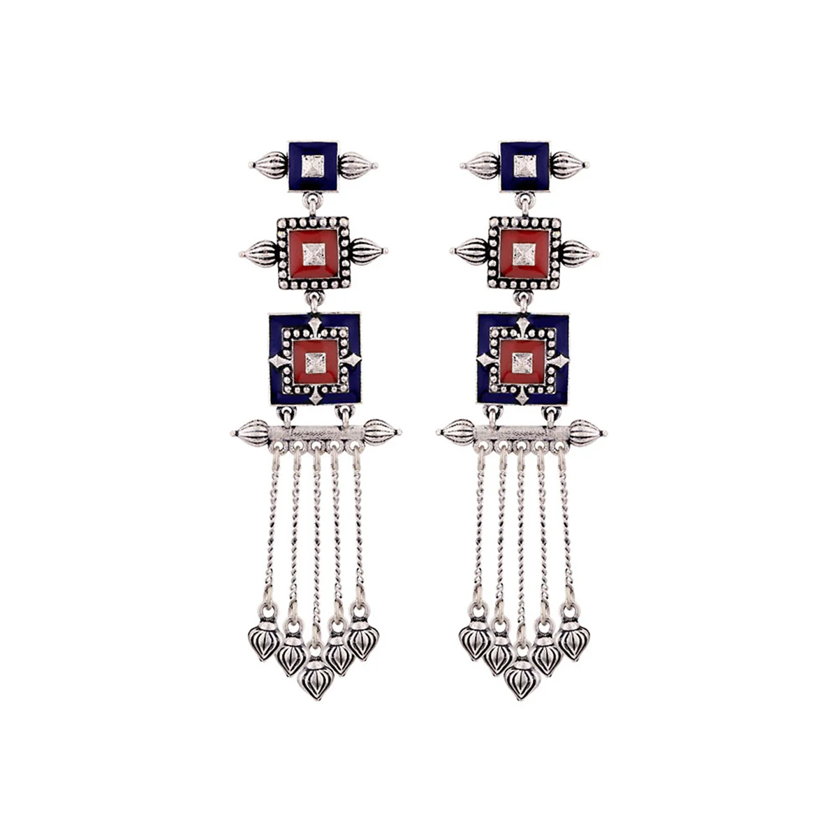 Mandala Layered Sqaures Earrings - Image 3