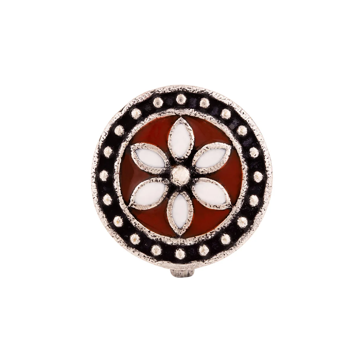 Mandana Floral Motif Embossed Nose Ring - Image 2