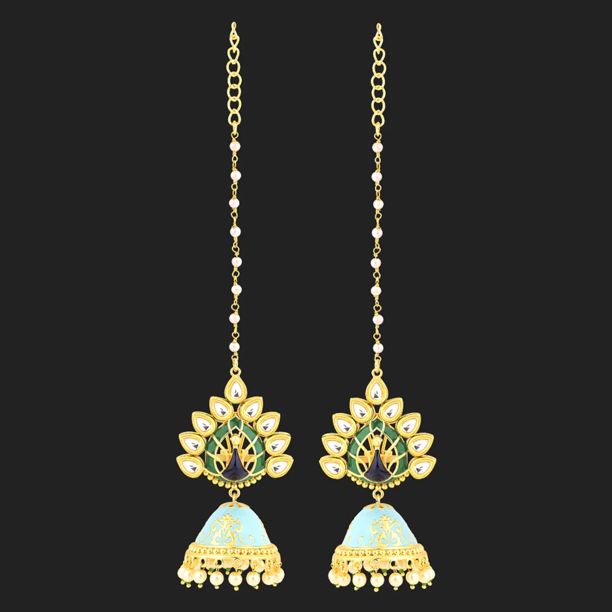 Manmayi Enameled Peacock Motif Earrings - Image 3