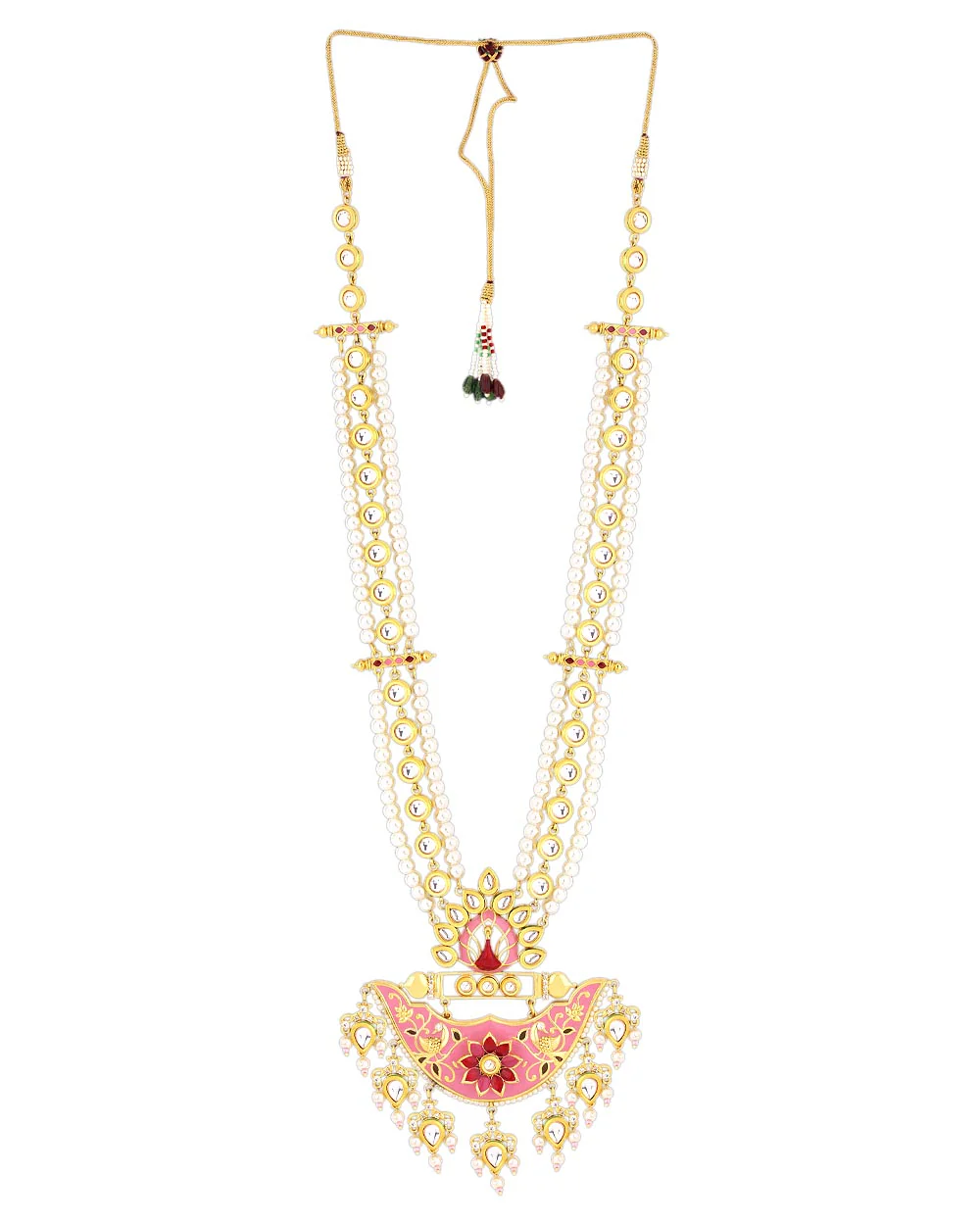 Manmayi Floral and Peacock Motifs Necklace Set - Image 4