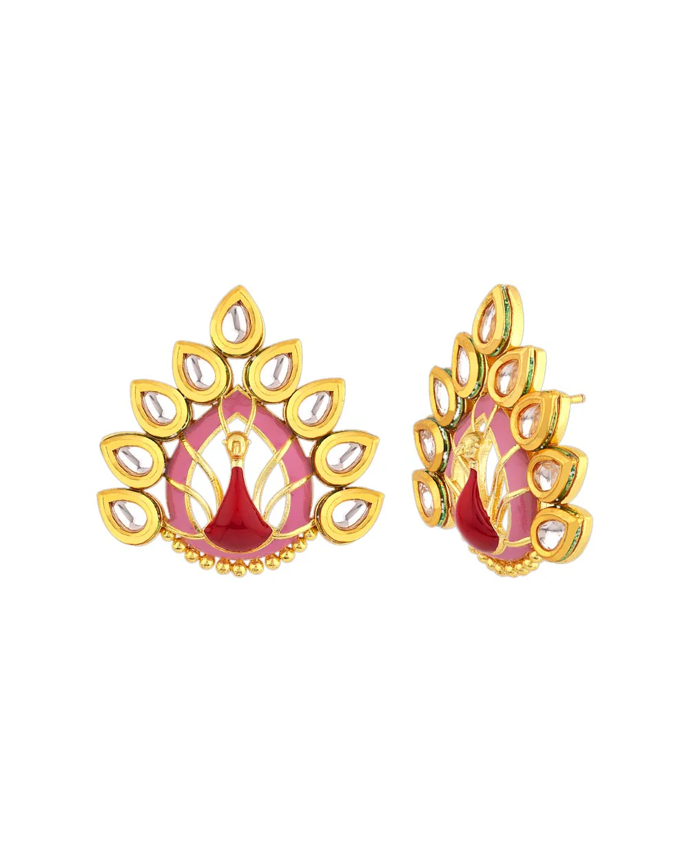 Manmayi Floral and Peacock Motifs Necklace Set - Image 5
