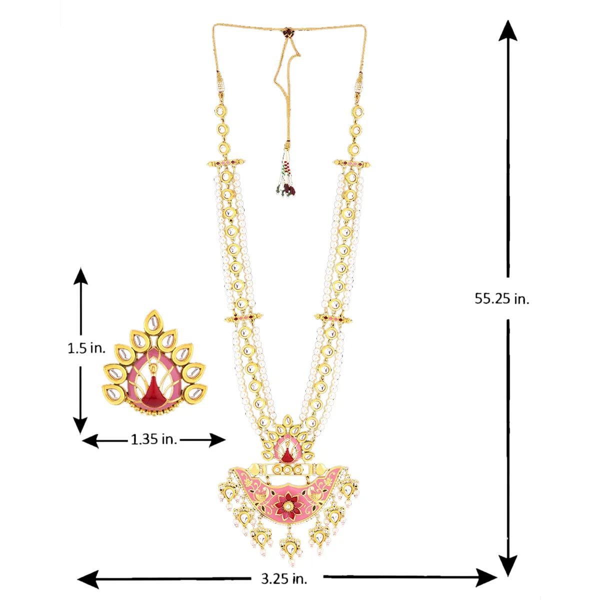 Manmayi Floral and Peacock Motifs Necklace Set - Image 6
