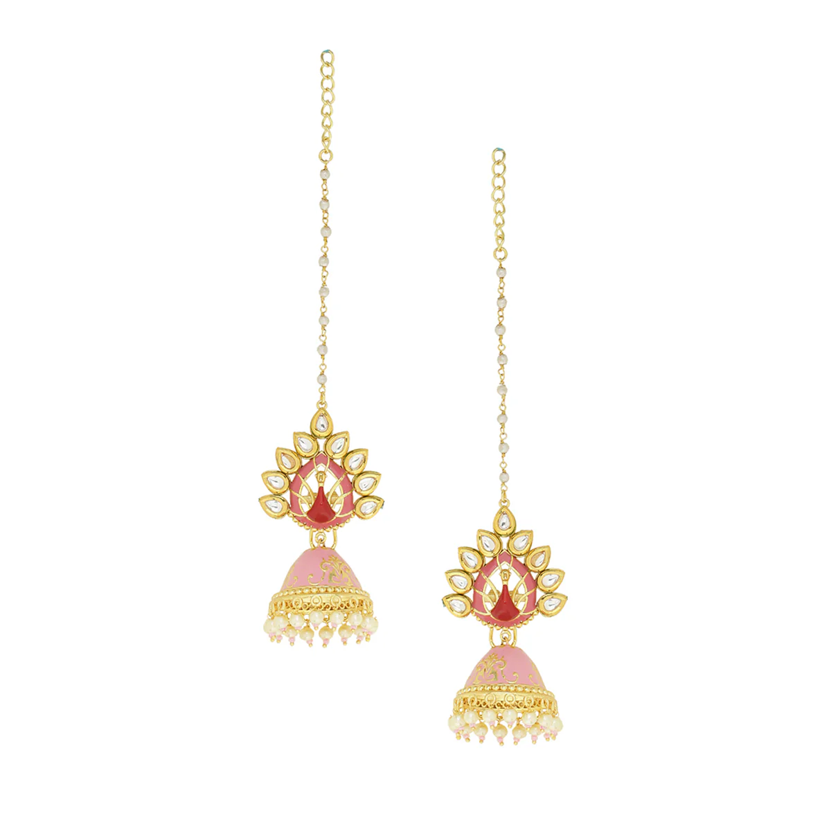 Manmayi Peacock Motif Jhumka Earrings - Image 3