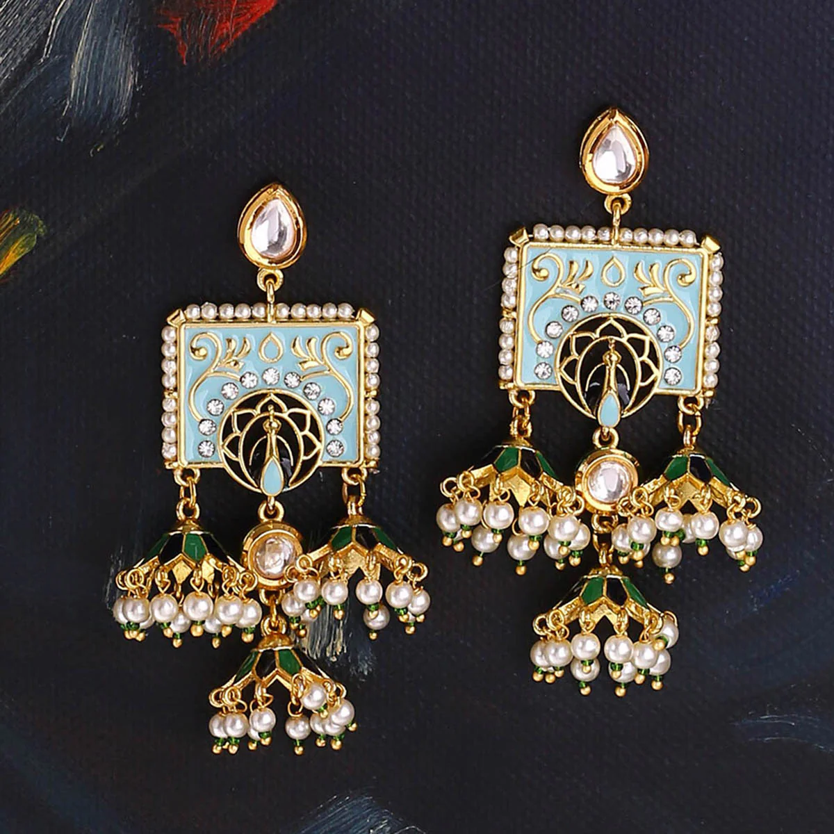Manmayi Pearl Drop Jhumka Earrings