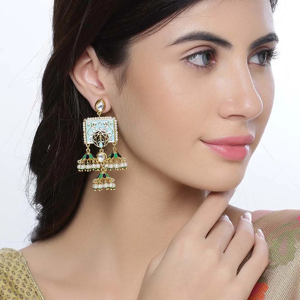 Manmayi Pearl Drop Jhumka Earrings - Image 2