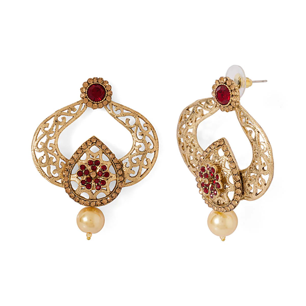Maroon Stones Adorned Classy Danglers - Image 2