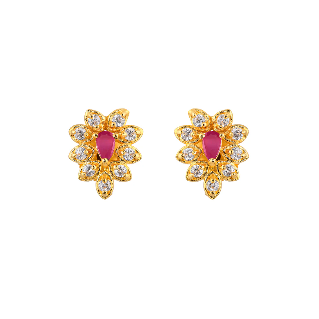 Marquise Cut White and Pink Zircons Stud Earrings - Image 3