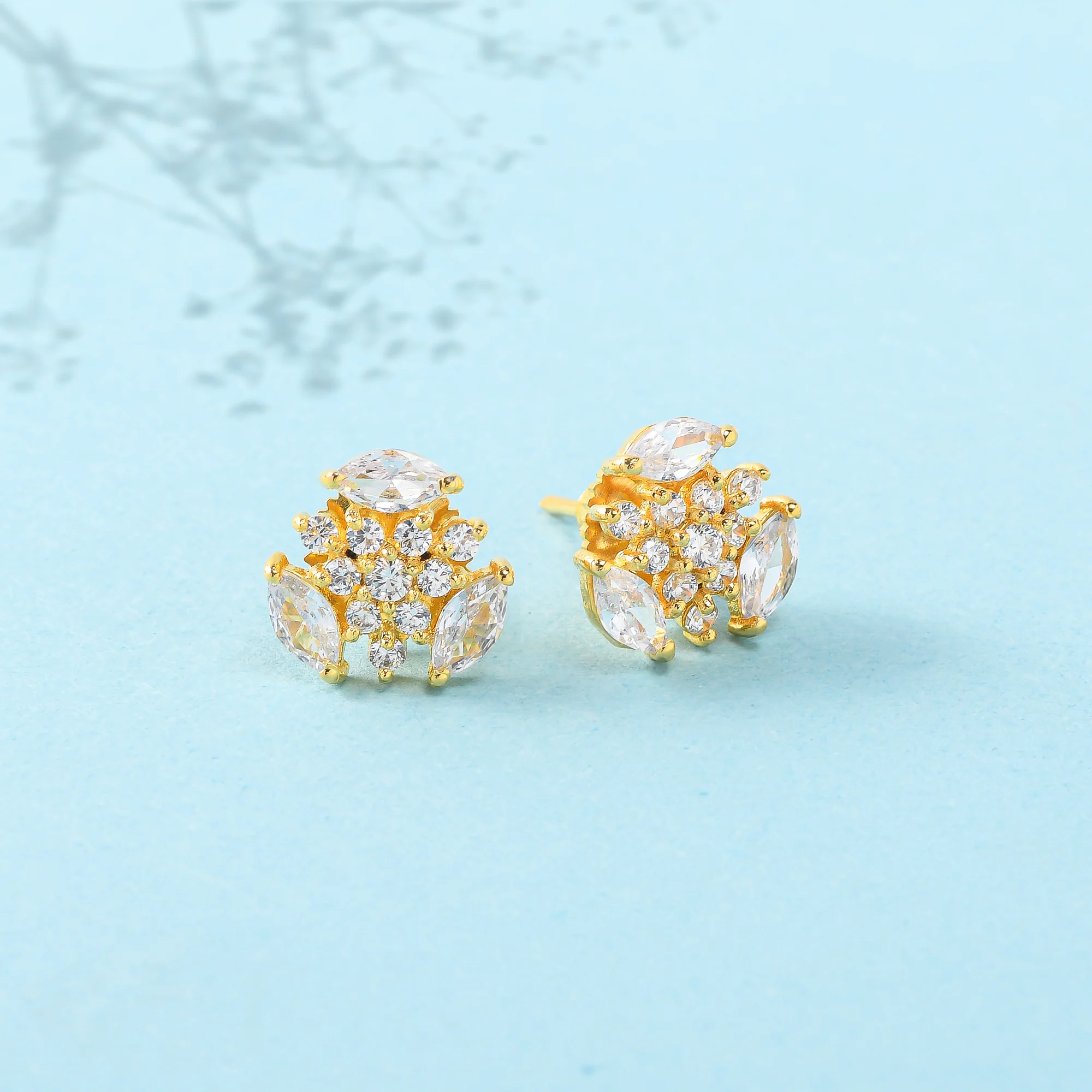 Marquise Cut White CZ Gems Stud Earrings