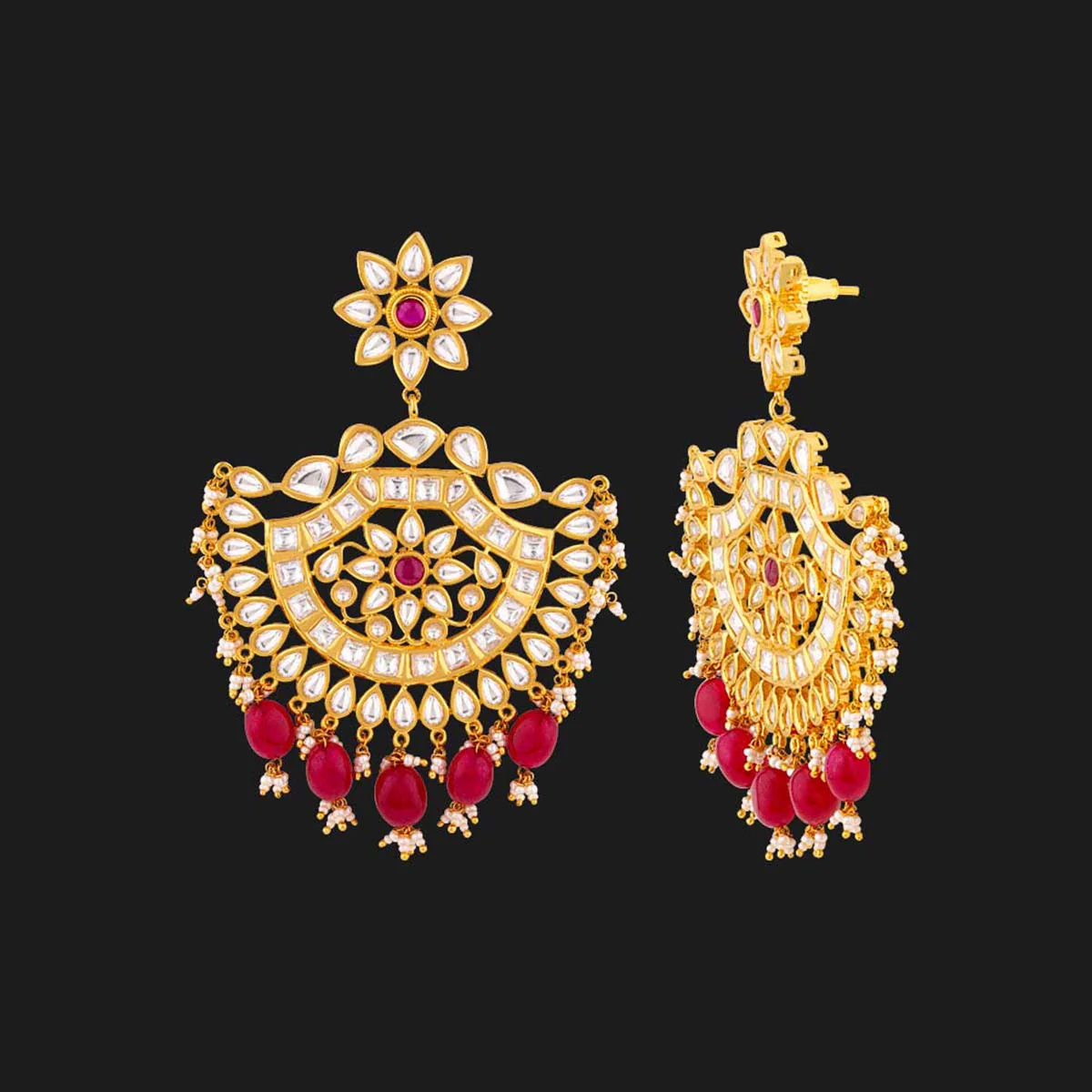 Mehar Heavily Embellished Drop Earrings - Image 3