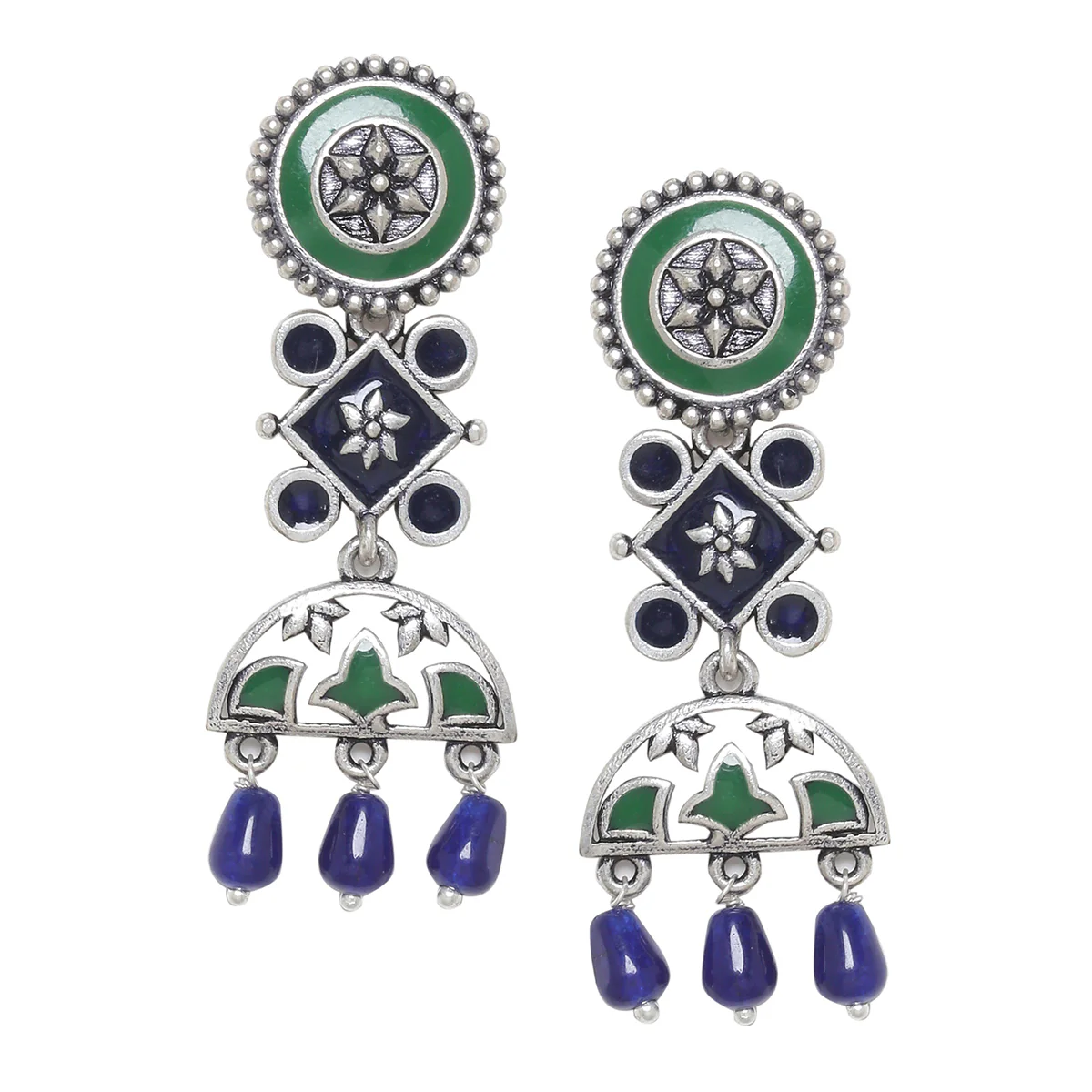 Mehrunisa Enamel and Beads Embellished Earrings - Image 3