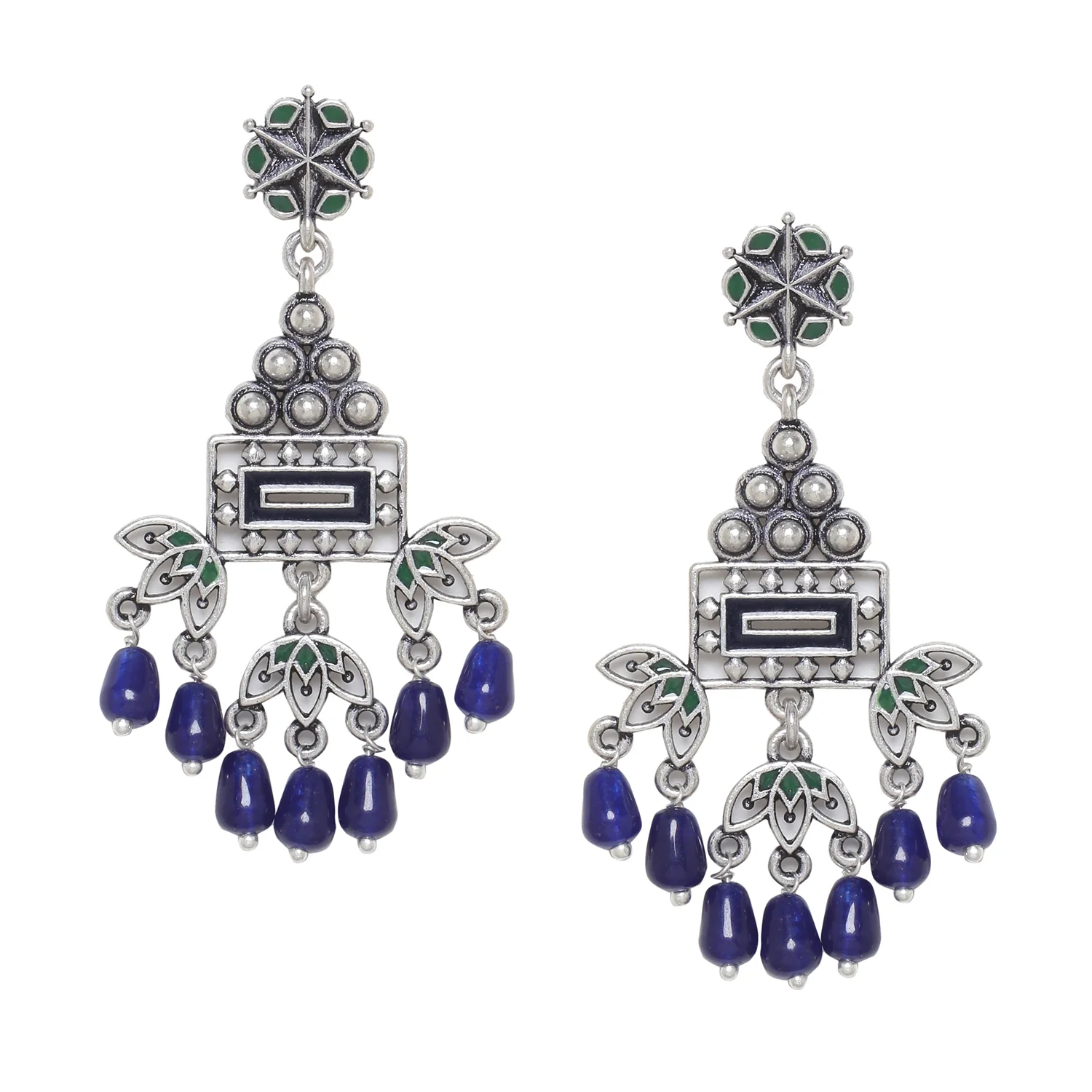 Mehrunisa Floral Motifs Drop Earrings - Image 3