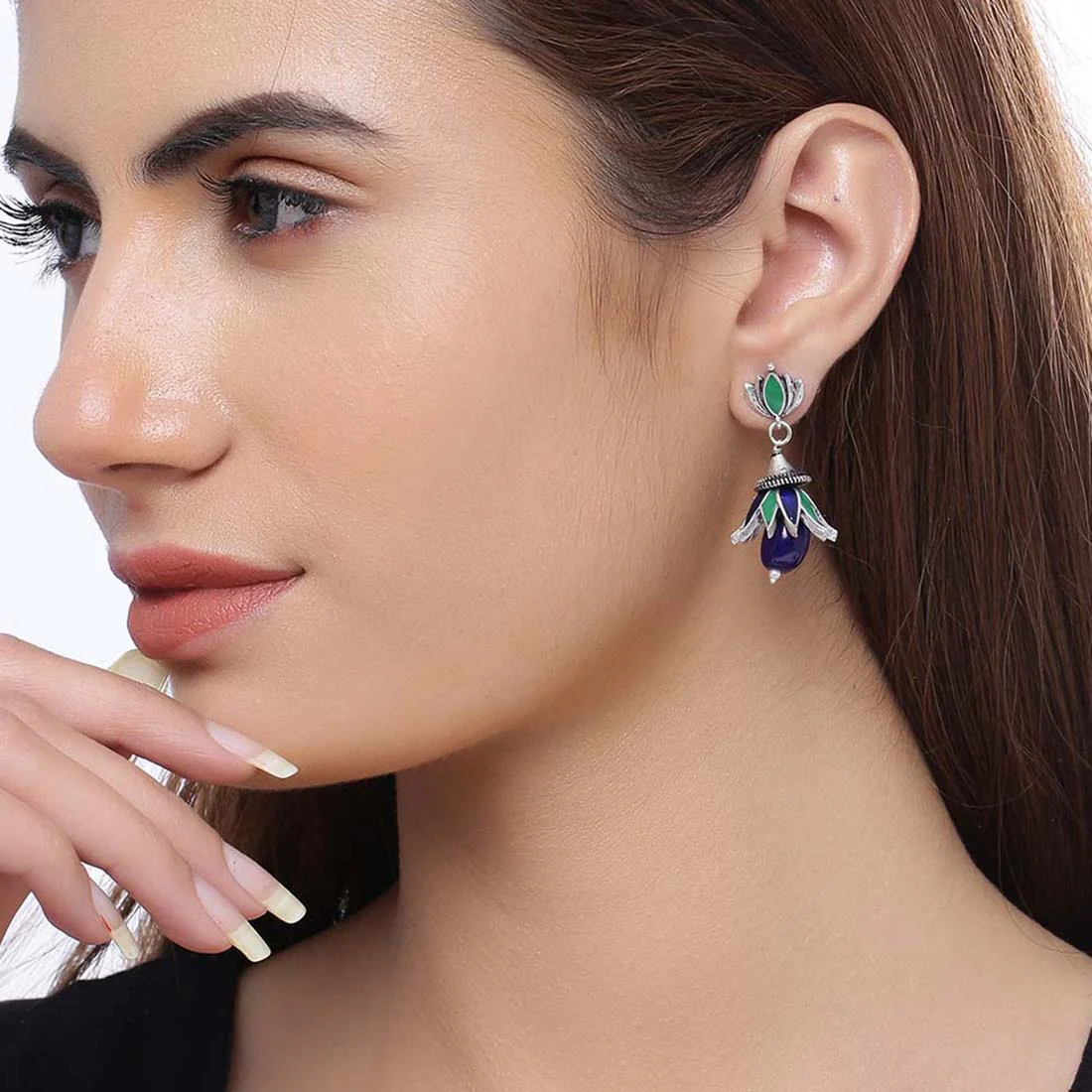 Mehrunisa Gem Adorned Drop Earrings - Image 2