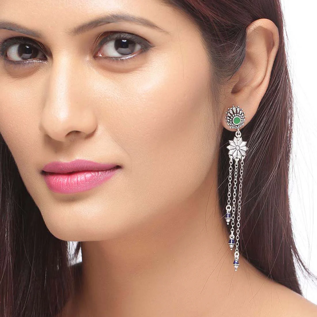 Mehrunisa Tassels Drop Earrings - Image 2