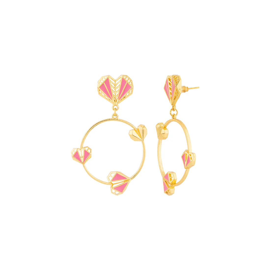 Mi Amore Enameled Hearts Motifs Hoop Earrings - Image 4