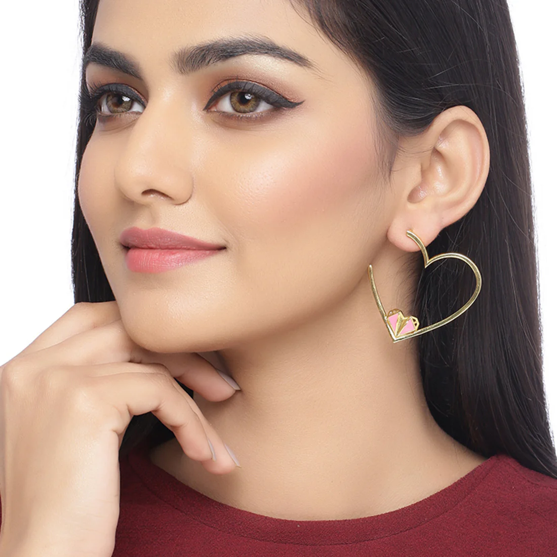 Mi Amore Half Heart Hoop Earrings - Image 2