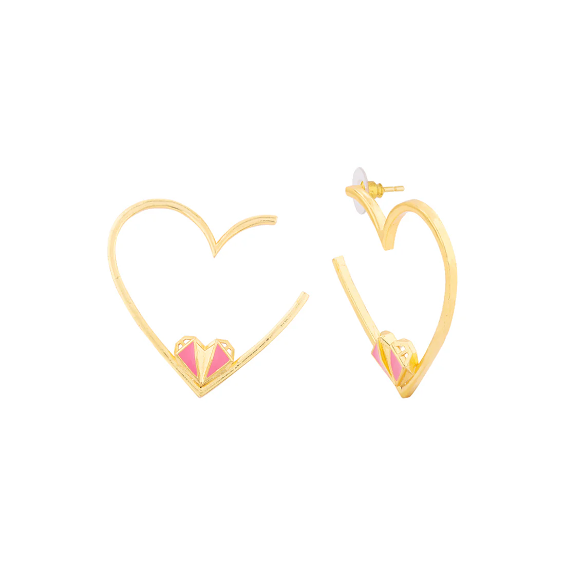 Mi Amore Half Heart Hoop Earrings - Image 4