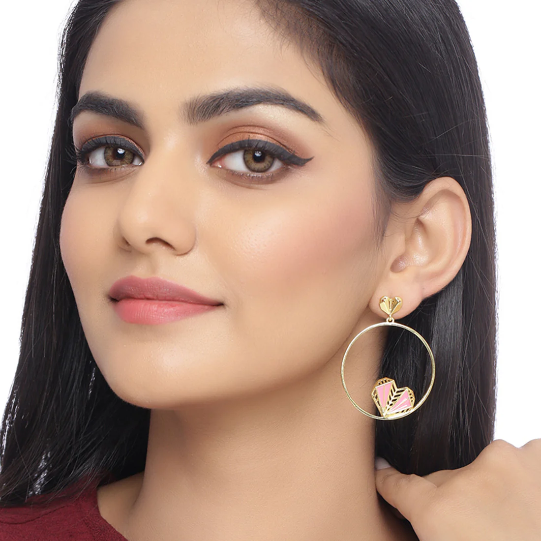 Mi Amore Heart in Circle Earrings - Image 2