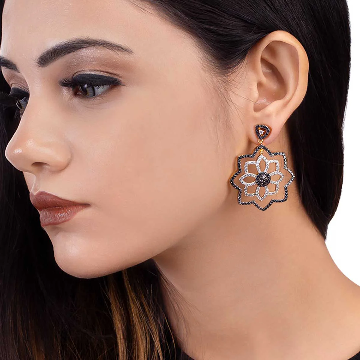 Midnight in Paris Floral Filigree Earrings - Image 2